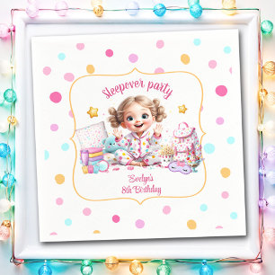 Guardanapo De Papel Bolinhas de Menina Rosa-rosa do Sleepover Slumber