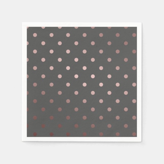 Guardanapo De Papel bolinhas de rosa cinza de ouro elegantes (Frente)
