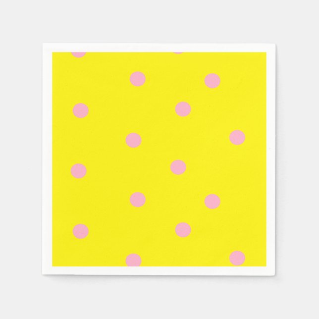 Guardanapo De Papel Bolinhas rosa em amarelo (Frente)