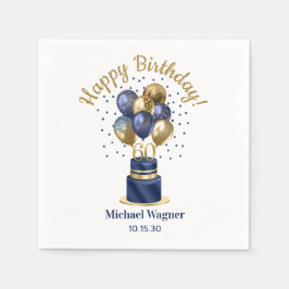 Guardanapo De Papel Bolo Balão Azul Marinho de 60.º aniversário