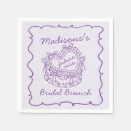 Guardanapo De Papel Bolo Coquette de Coração Retro com Laço Roxo Brunc