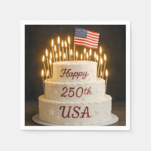 Guardanapo De Papel Bolo de 250º Aniversário com Bandeira Americana