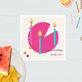 Guardanapo De Papel Bolo de abstrato de Aniversário com Velas Modernas
