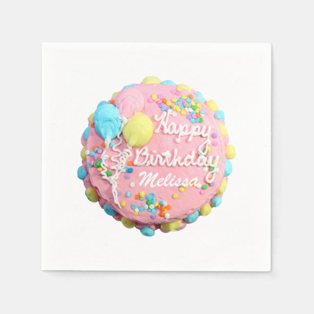 Guardanapo De Papel Bolo de Aniversário com Nome (Frente)