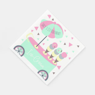 Guardanapo De Papel Bolo de Aniversário de Confetes de Sorveteria Rosa