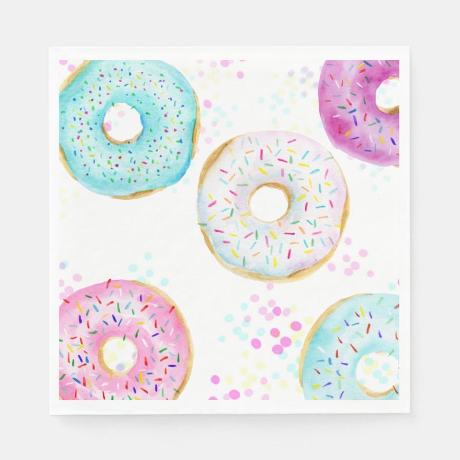 Guardanapo De Papel Bolo de Aniversário de Donut Moderno Fofo em Papel (Frente)