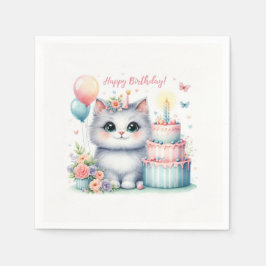 Guardanapo De Papel Bolo de Aniversário do Gato de Pastel Grito - Aniv