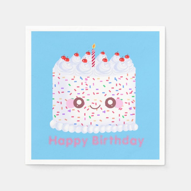 Guardanapo De Papel Bolo de Aniversário do Glacé Branco (Frente)