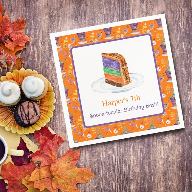 Guardanapo De Papel Bolo de Aniversário do Halloween (Enjoy your birthday party with these personalized napkins! )