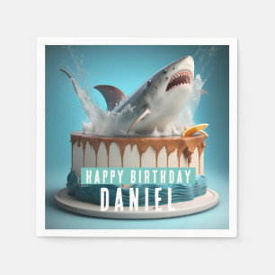 Guardanapo De Papel Bolo de Aniversário do Tubarão