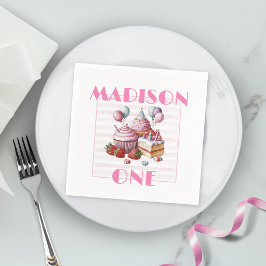 Guardanapo De Papel Bolo de aniversário doce Festa Menina Aquarela UM