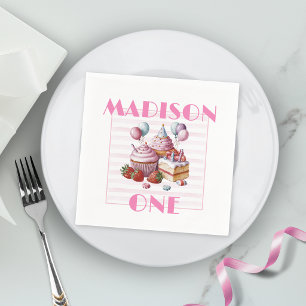 Guardanapo De Papel Bolo de aniversário doce Festa Menina Aquarela UM