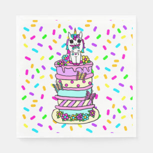 Guardanapo De Papel Bolo de Aniversário Fantasia de Unicórnio Borbolet