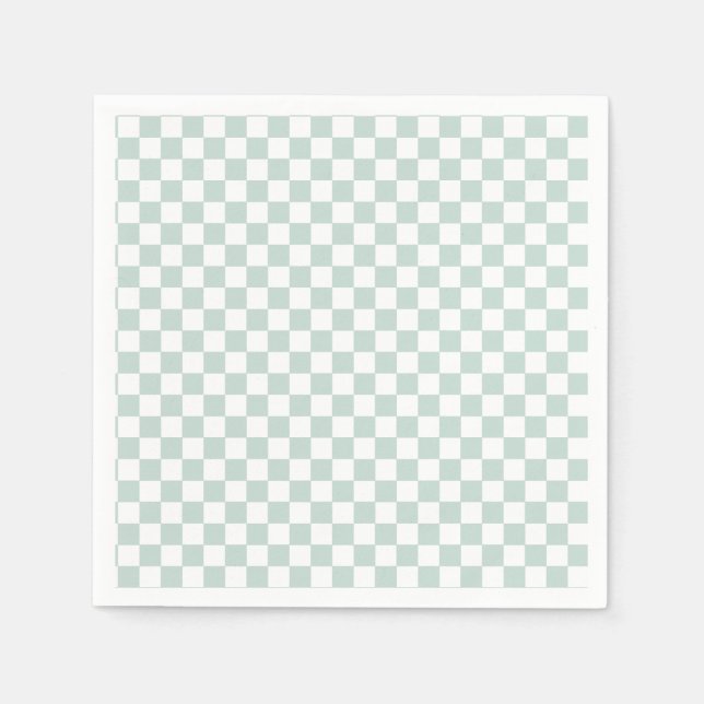 Guardanapo De Papel Bolo de aniversário Green Retro Checker (Frente)