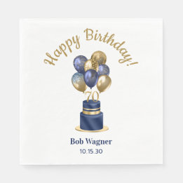 Guardanapo De Papel Bolo de Balão Azul Marinho de 70 Anos de Idade