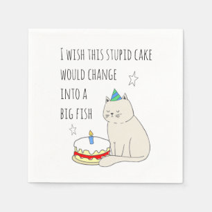 Guardanapo De Papel Bolo de Bolo de Aniversário de Gato Bonito