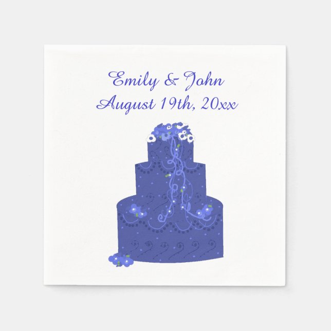 Guardanapo De Papel Bolo de Casamento Azul Real (Frente)