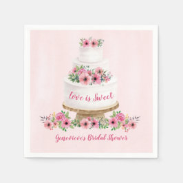 Guardanapo De Papel Bolo de Casamento de Aquarela Rosa