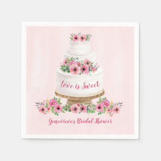 Guardanapo De Papel Bolo de Casamento de Aquarela Rosa