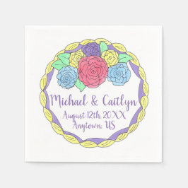 Guardanapo De Papel Bolo de Casamento de Rosas Florais