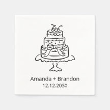 Bolo De Casamento Desenhado À Mão