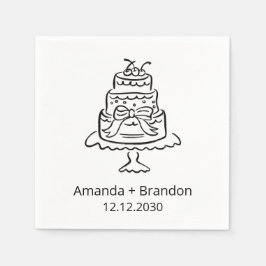 Guardanapo De Papel Bolo De Casamento Desenhado À Mão