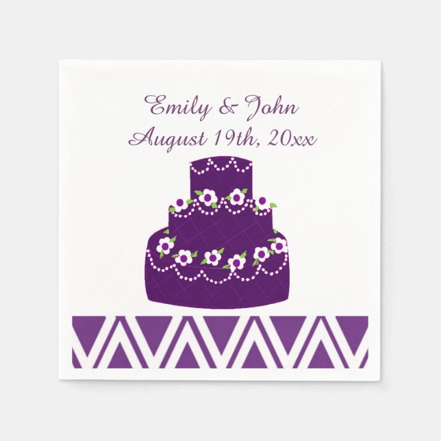 Guardanapo De Papel Bolo de Casamento Roxo (Frente)