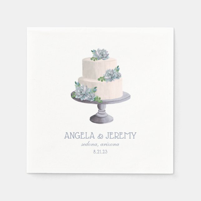 Guardanapo De Papel Bolo de Casamento Suculento Roxo (Frente)