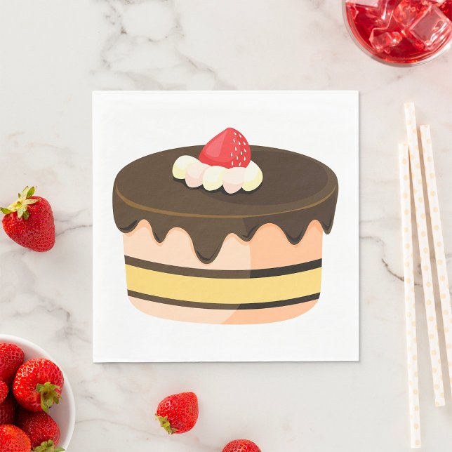 Guardanapo De Papel Bolo de Chocolate com Drip e Morango (Criador carregado)