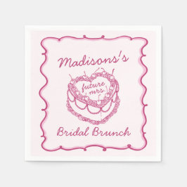 Guardanapo De Papel Bolo de Noiva Cereja Coquette Coração Retro Rosa B