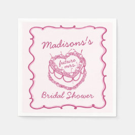 Guardanapo De Papel Bolo de Noiva Coquette de Coração Retro Rosa Cerej