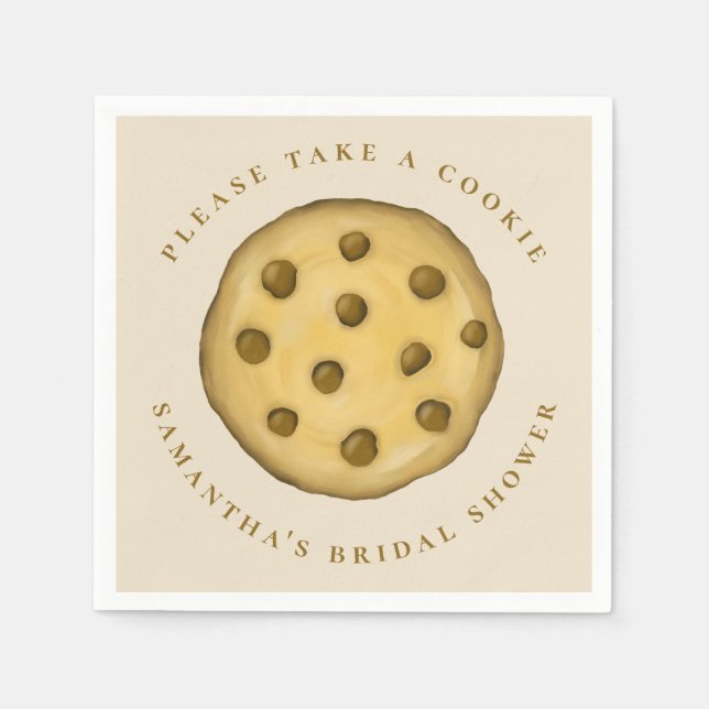 Guardanapo De Papel Bolo De Noiva Cute Whimsical Chocolate Chip Cookie (Frente)