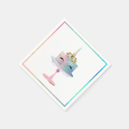 Guardanapo De Papel Bolo de Unicórnio mágico | Festa de Cores de Água