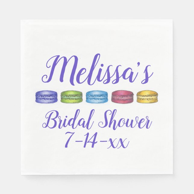 Guardanapo De Papel Bolo Macaroon Francês Pastel Festa de Noivado (Frente)