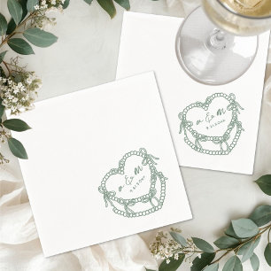 Guardanapo De Papel Bolo Vintage Desenhado à Mão Casamento Verde