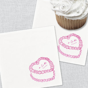 Guardanapo De Papel Bolo Vintage Desenhado à Mão Rosa Casamento Capric