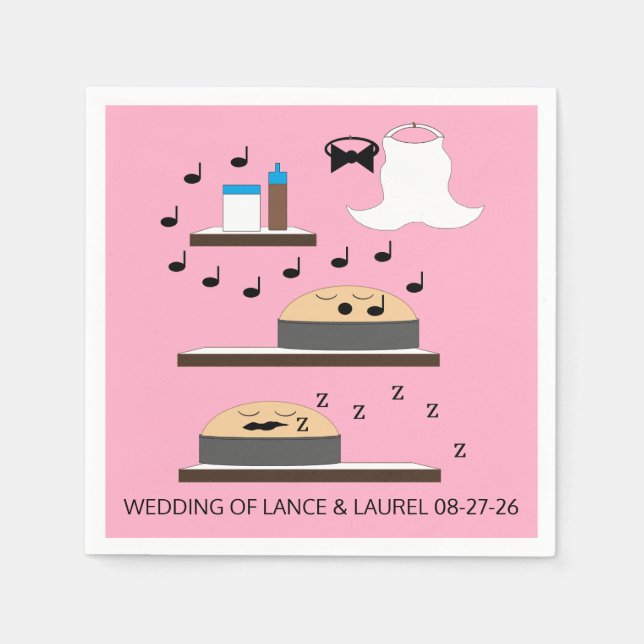 Guardanapo De Papel Bolos De Casamento Não Forçados: (Frente)