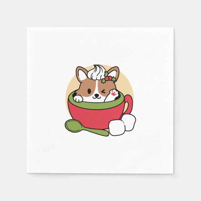 Guardanapo De Papel Bolsa de Cacau de inverno - Cachorro-Bonito em Des (Frente)