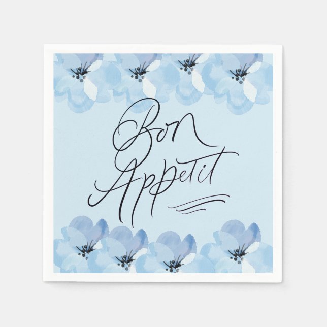 Guardanapo De Papel Bom Apetite Floral Azul (Frente)