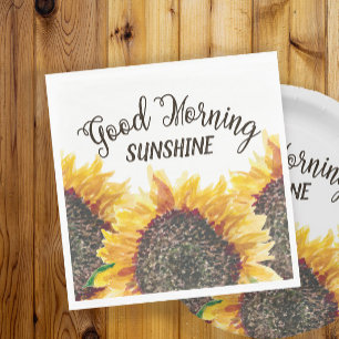 Guardanapo De Papel Bom Dia Sunshine Amarelo Marrom Girassóis