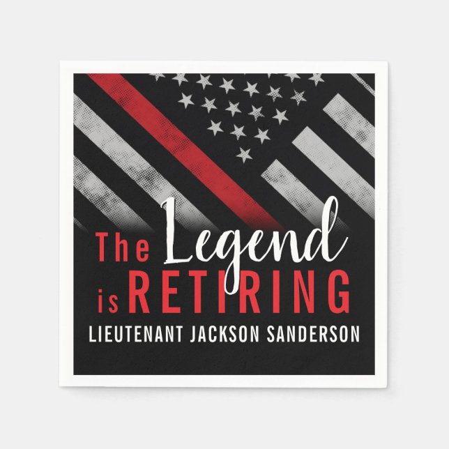 Guardanapo De Papel Bombeiro Aposentado Sinalizador da Linha Vermelha (Frente)