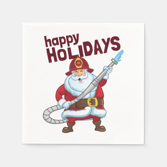 Guardanapo De Papel Bombeiro do Natal Santa Claus (Frente)