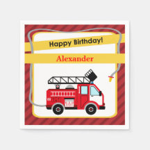 Bombeiro Feliz Aniversário de Napkins