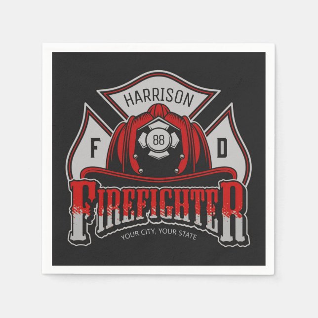 Guardanapo De Papel Bombeiro Helmet ADD NAME Bombeiro Salvamento (Frente)