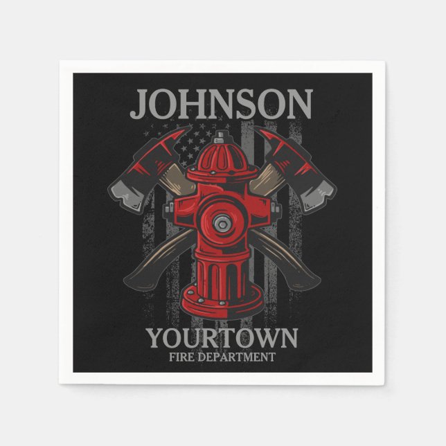 Guardanapo De Papel Bombeiro NOME Fire Department Hydrant USA Flag (Frente)