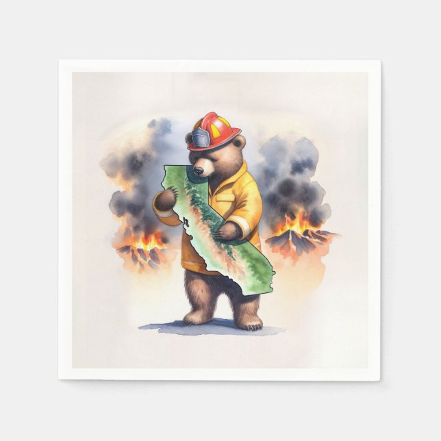 Guardanapo De Papel Bombeiro Urso da Califórnia (Frente)
