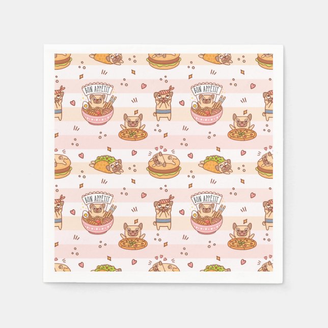 Guardanapo De Papel Bon Appetig Com Comida Ramen Sushi (Frente)