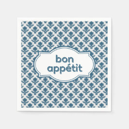 Guardanapo De Papel Bon Appetit Elegant French Tapestry Blue White