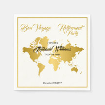 Bon Voyage Golden Border Worldmap Retirement Party