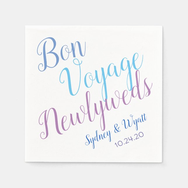 Guardanapo De Papel Bon Voyage Newlyweds Partido Personalizado Napkins (Frente)